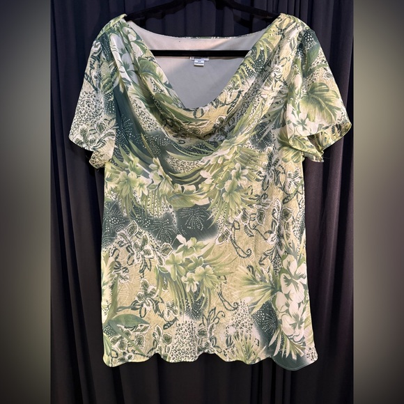 J.B.S. Tops - J.B.S. Green Floral Cowl Neck Blouse